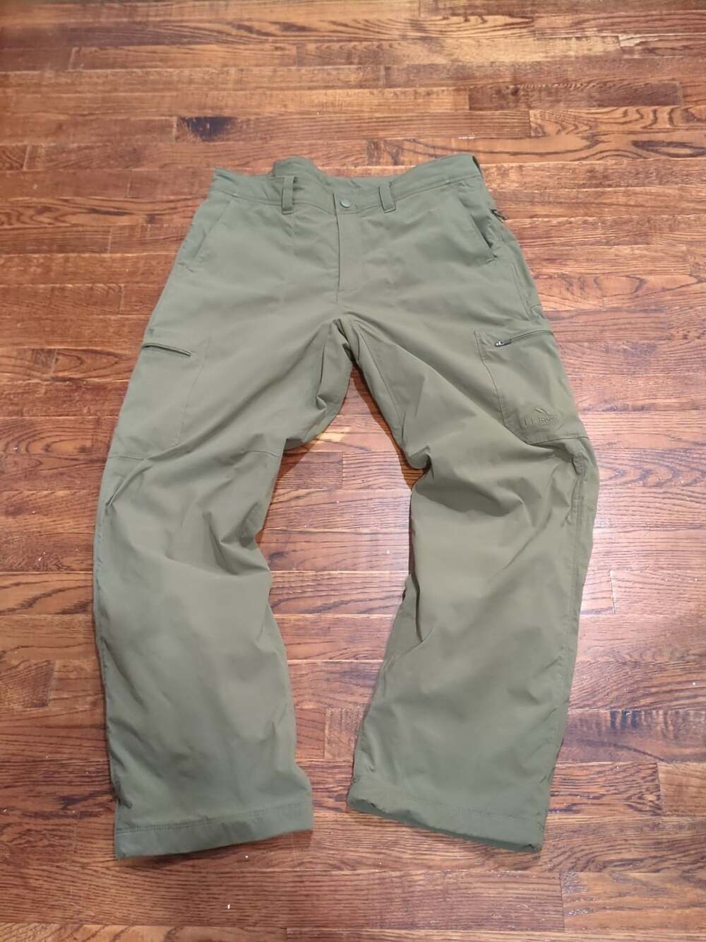 L.L. Bean Fleece Lined Cargo Pants 34x30 Green Hiking Winter Outdoor